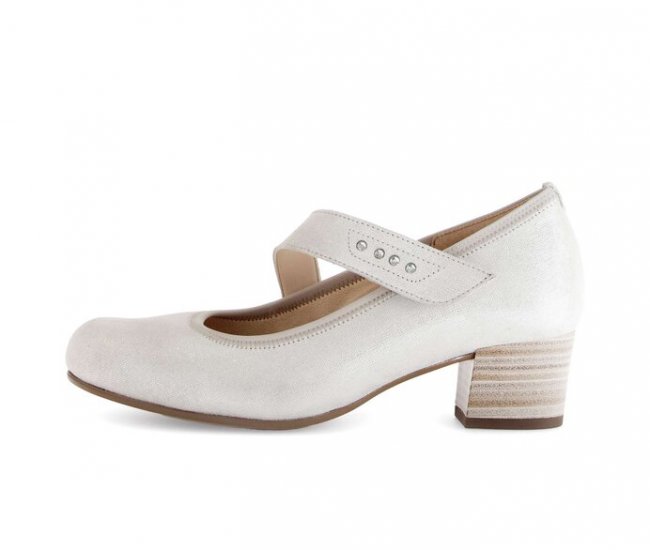 Gabor Damen Spangenpumps Weiß - Effektleder