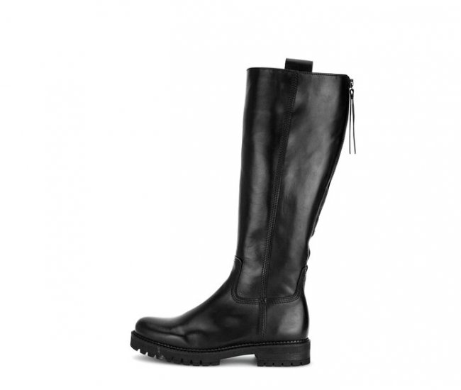 Gabor Damen Sportlicher Stiefel Schwarz - Glattleder