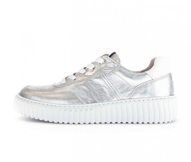 Gabor Damen Sneaker Low Silber - Materialmix Leder