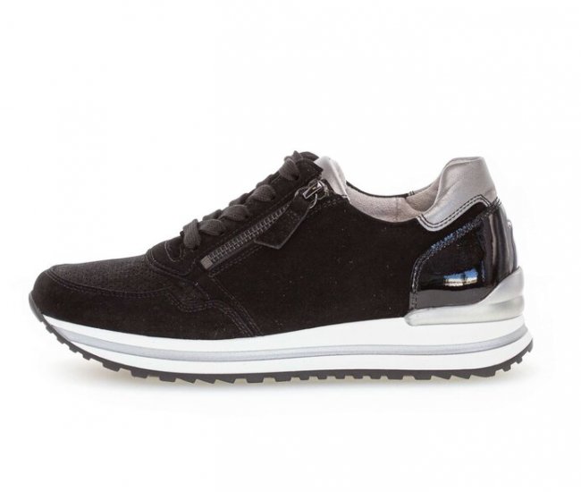 Gabor Damen Sneaker Low Schwarz - Materialmix Leder