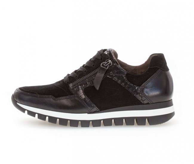 Gabor Damen Sneaker Low Schwarz - Materialmix Leder