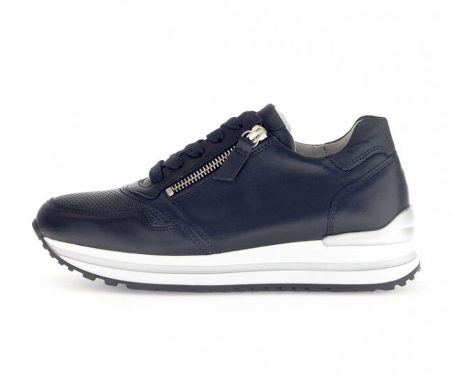 Gabor Damen Sneaker Low Blau - Materialmix Leder/Lederimitat