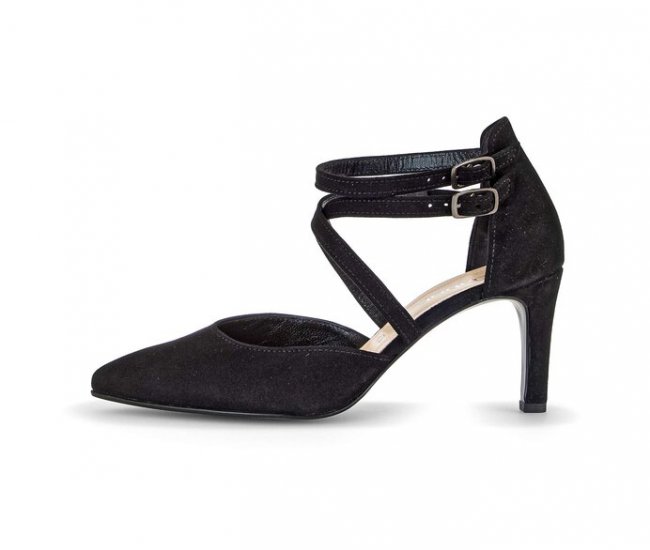 Gabor Damen Spangenpumps Schwarz - Rauleder
