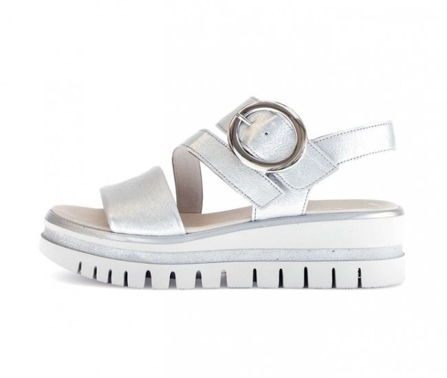 Gabor Damen Plateau Sandale Silber - Effektleder