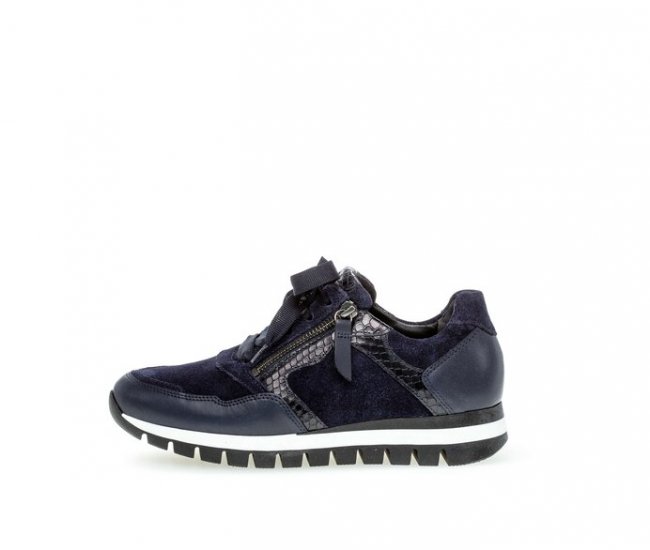 Gabor Damen Sneaker Low Blau - Materialmix Leder