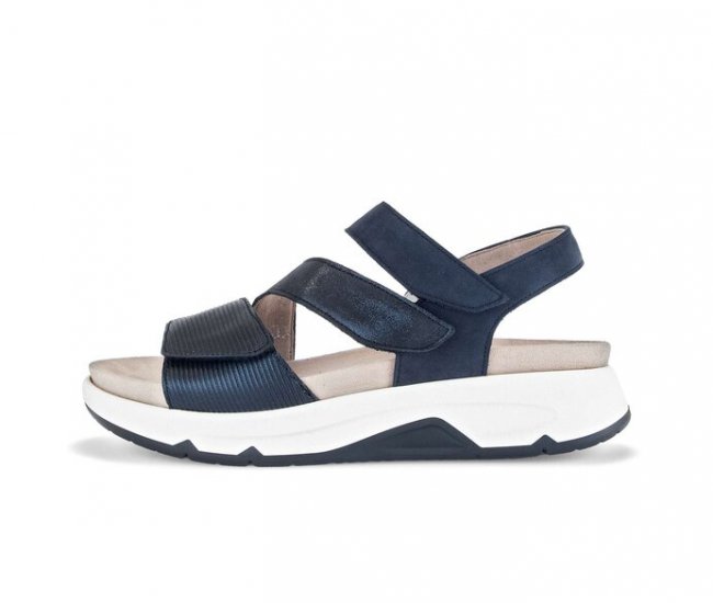 Gabor Damen Trekkingsandale Blau - Materialmix Leder