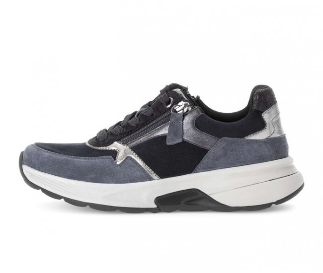 Gabor Damen Sneaker Low Blau - Materialmix Leder/Lederimitat