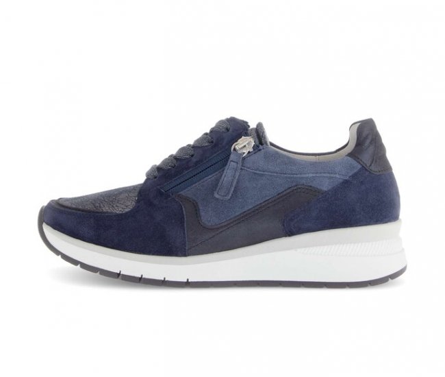 Gabor Damen Sneaker Low Blau - Materialmix Leder/Lederimitat