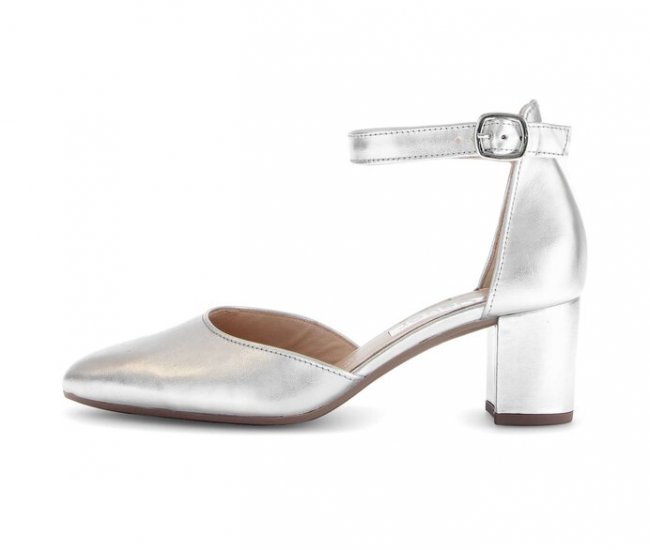 Gabor Damen Spangenpumps Silber - Effektleder