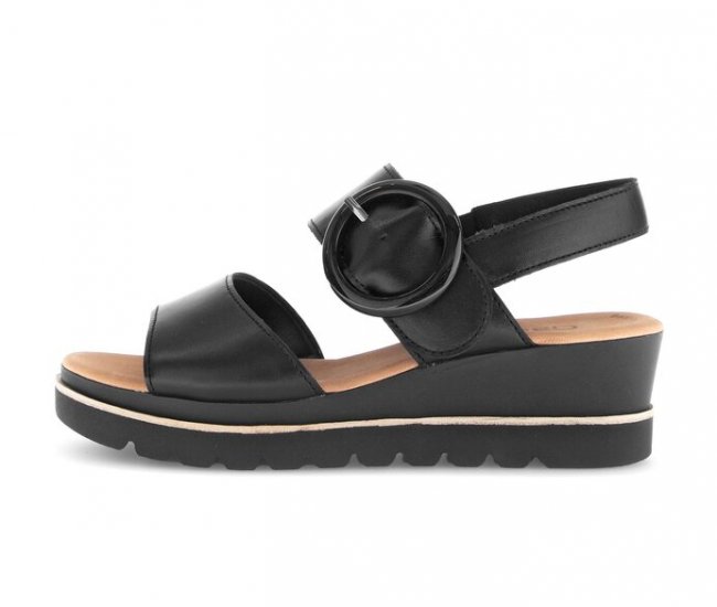 Gabor Damen Plateau Sandale Schwarz - Glattleder