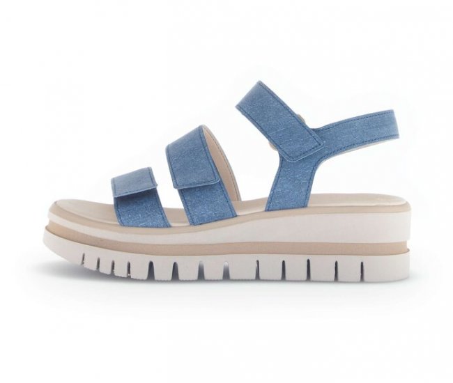 Gabor Damen Plateau Sandale Blau - Rauleder