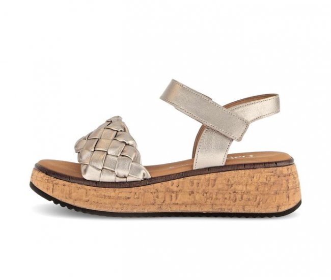 Gabor Damen Plateau Sandale Gold - Effektleder