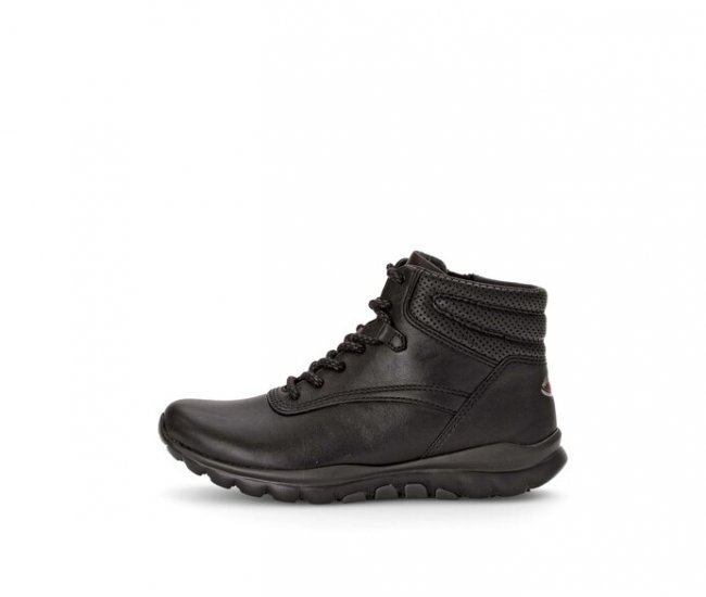 Gabor Damen Sportliche Stiefelette Schwarz - Glattleder