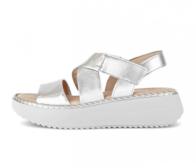 Gabor Damen Plateau Sandale Silber - Effektleder