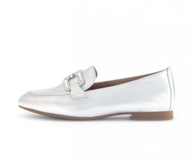 Gabor Damen Slipper Silber - Effektleder