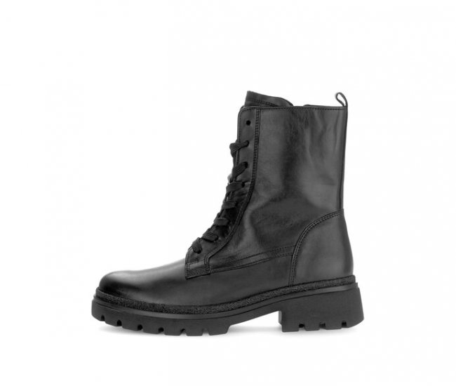 Gabor Damen Schnürstiefelette Schwarz - Glattleder