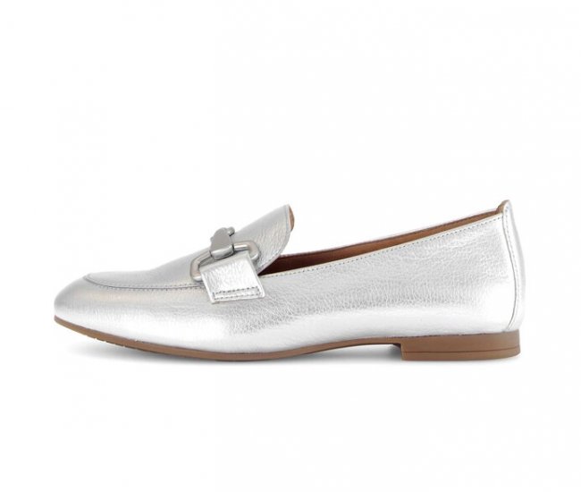 Gabor Damen Slipper Silber - Effektleder