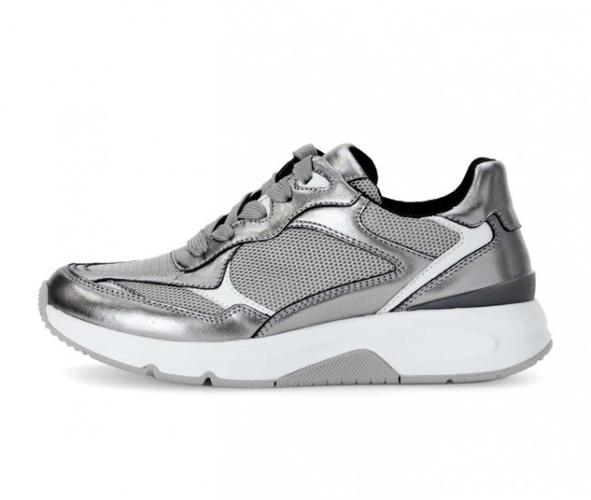 Gabor Damen Sneaker Low Silber - Materialmix Leder/Lederimitat