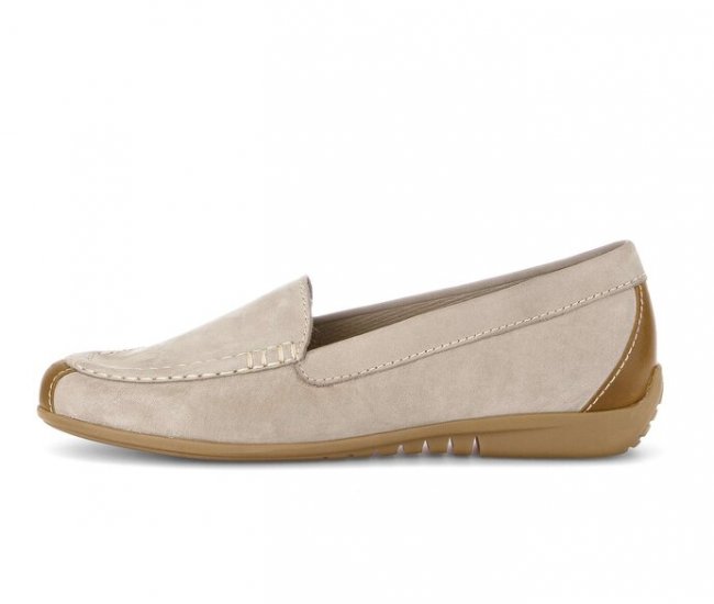 Gabor Damen Mokassin Beige - Materialmix Leder