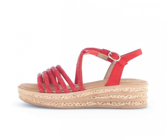Gabor Damen Plateau Sandale Rot - Materialmix Leder/Lederimitat
