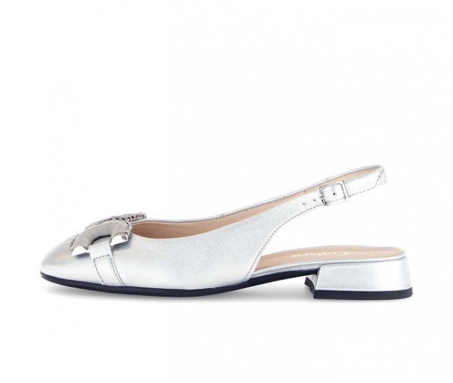 Gabor Damen Slingpumps Silber - Effektleder