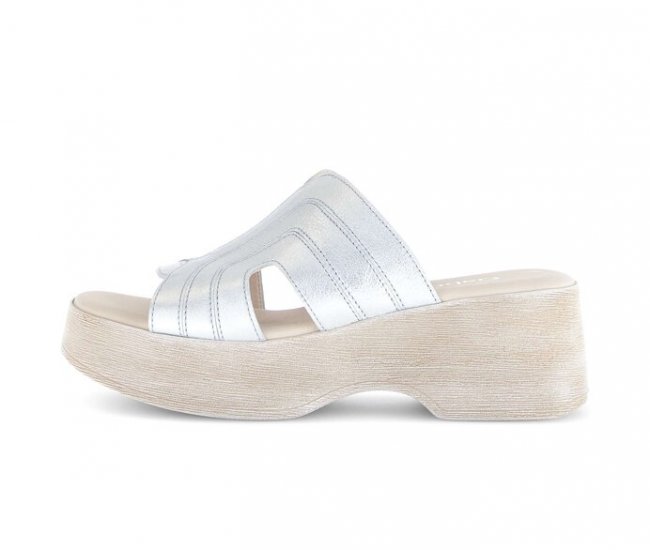 Gabor Damen Plateau Sandale Silber - Effektleder