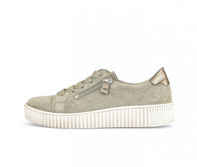 Gabor Damen Sneaker Low Grün - Materialmix Leder