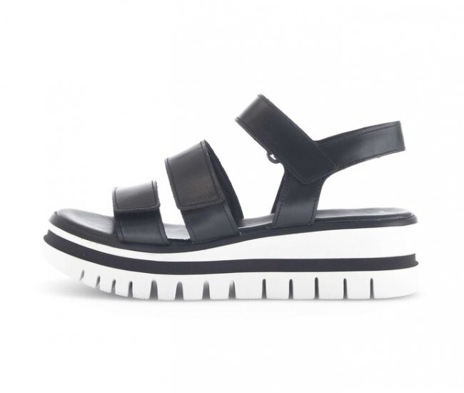 Gabor Damen Plateau Sandale Schwarz - Glattleder
