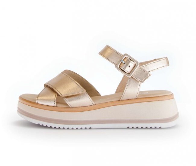 Gabor Damen Plateau Sandale Gold - Effektleder