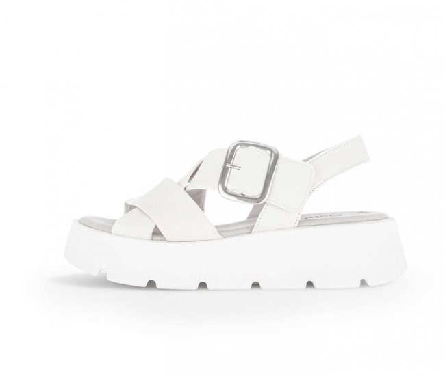 Gabor Damen Plateau Sandale Creme - Glattleder