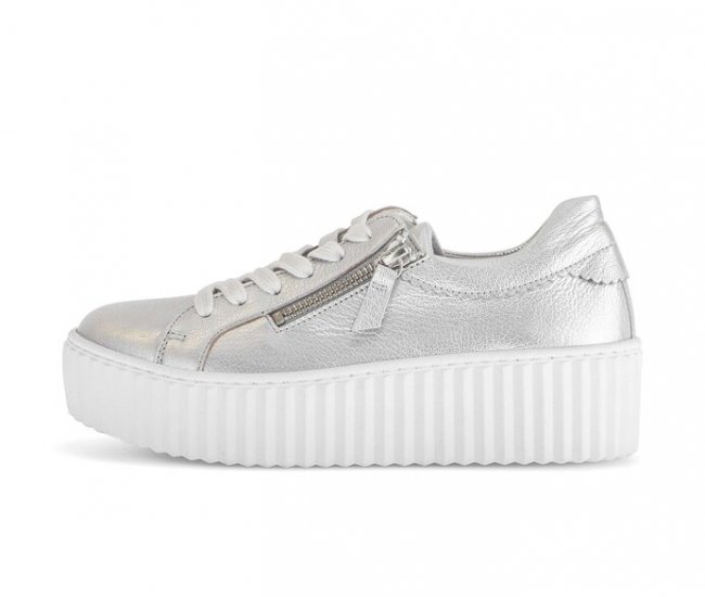Gabor Damen Sneaker Low Silber - Effektleder