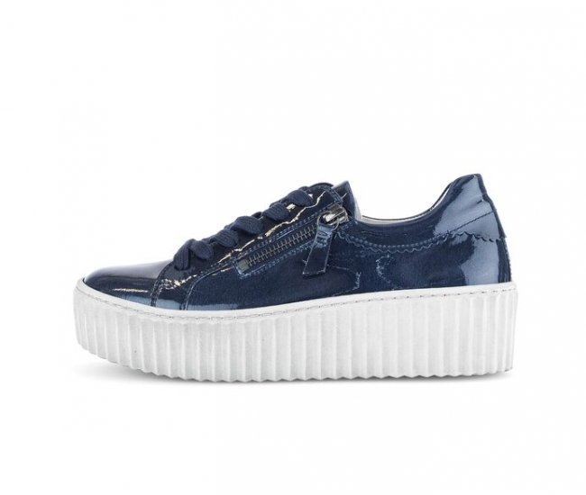 Gabor Damen Sneaker Low Blau - Lackleder