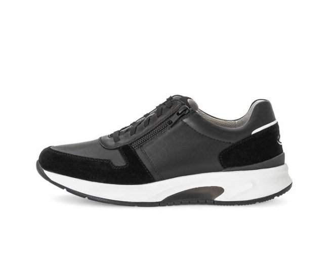 Gabor Herren Rollingsoft Sneaker Low Schwarz - Materialmix Leder