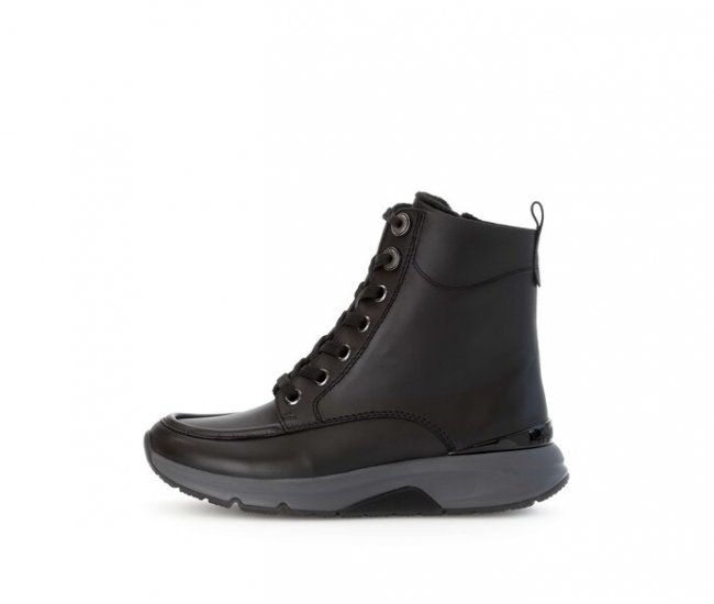Gabor Damen Sportliche Stiefelette Schwarz - Glattleder