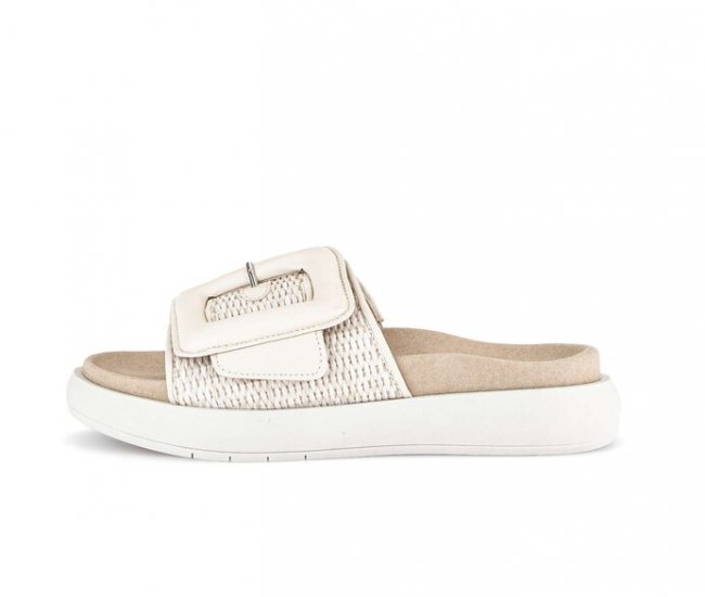 Gabor Damen Pantolette Beige - Materialmix Leder/Lederimitat