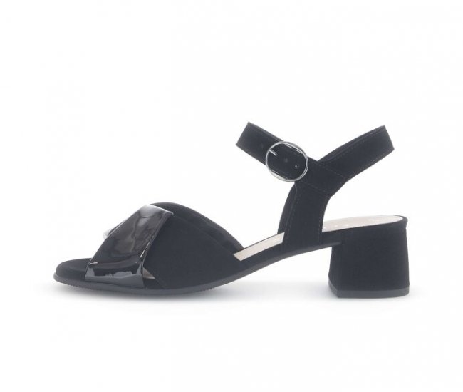 Gabor Damen Riemchensandale Schwarz - Materialmix Leder
