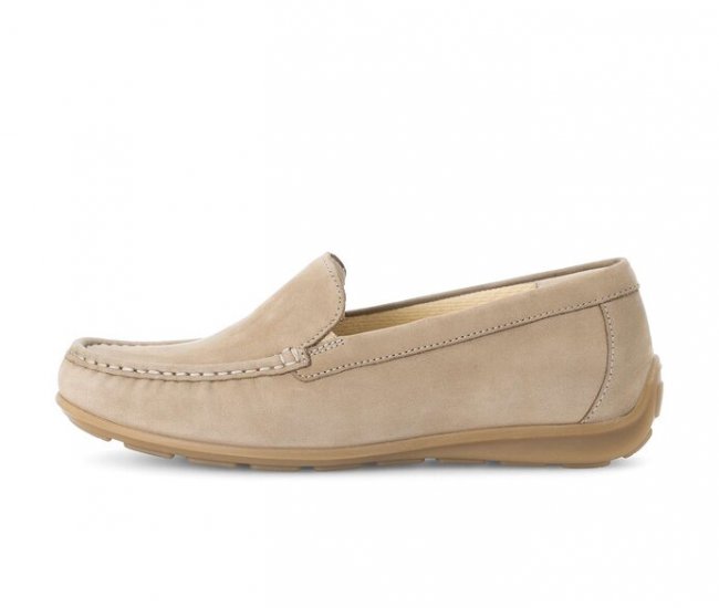 Gabor Damen Mokassin Beige - Rauleder