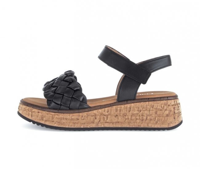 Gabor Damen Plateau Sandale Schwarz - Glattleder