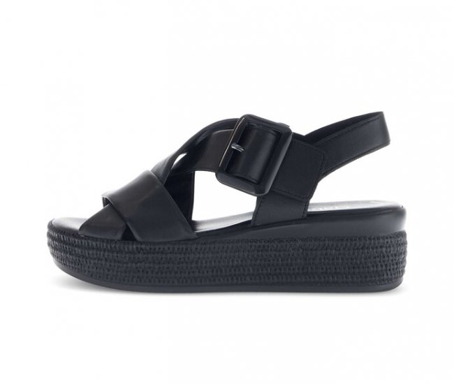 Gabor Damen Plateau Sandale Schwarz - Glattleder