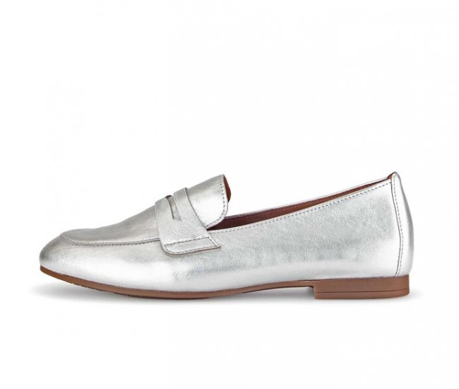 Gabor Damen Slipper Silber - Effektleder