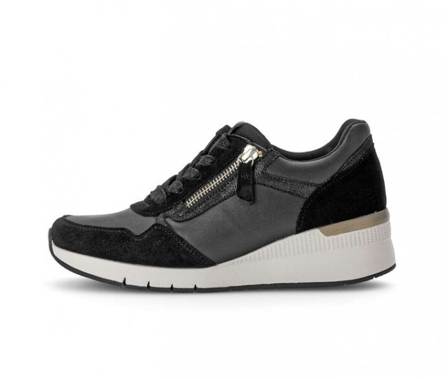 Gabor Damen Sneaker Low Schwarz - Materialmix Leder
