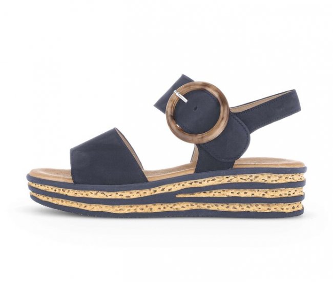 Gabor Damen Plateau Sandale Blau - Rauleder