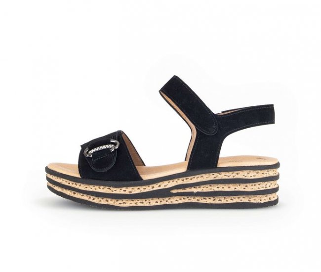 Gabor Damen Plateau Sandale Schwarz - Rauleder