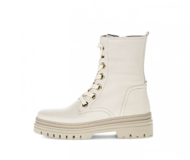 Gabor Damen Schnürstiefelette Beige - Glattleder