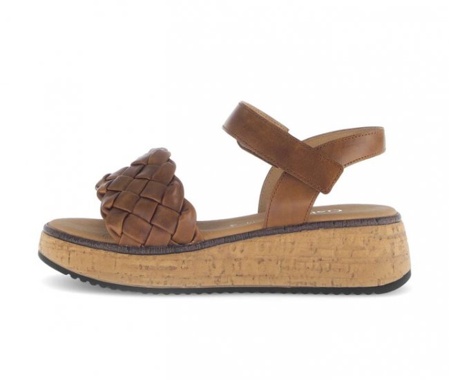 Gabor Damen Plateau Sandale Braun - Glattleder