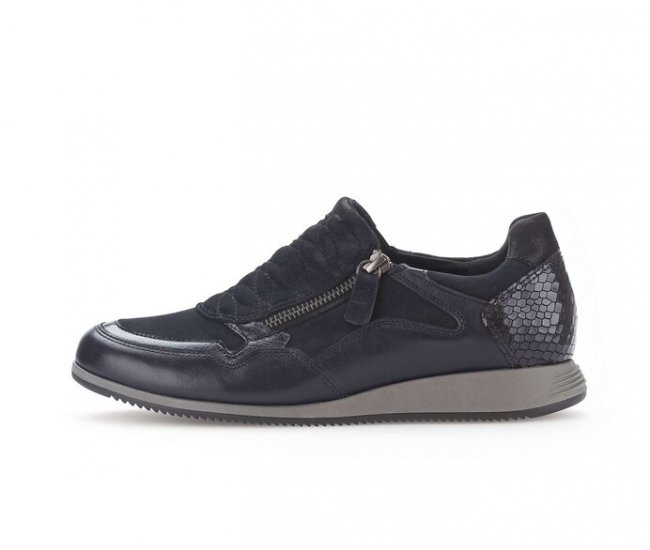 Gabor Damen Sneaker Low Blau - Materialmix Leder