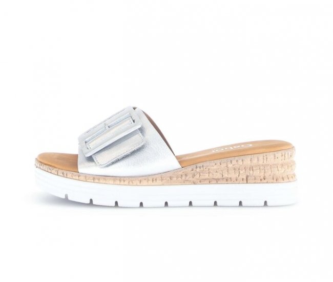 Gabor Damen Pantolette Silber - Effektleder