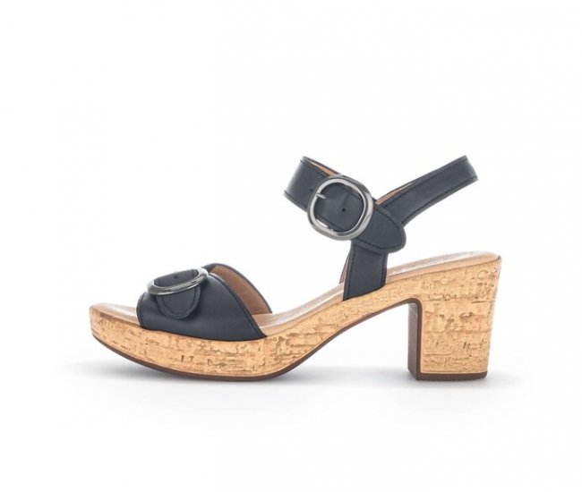 Gabor Damen Plateau Sandale Schwarz - Glattleder