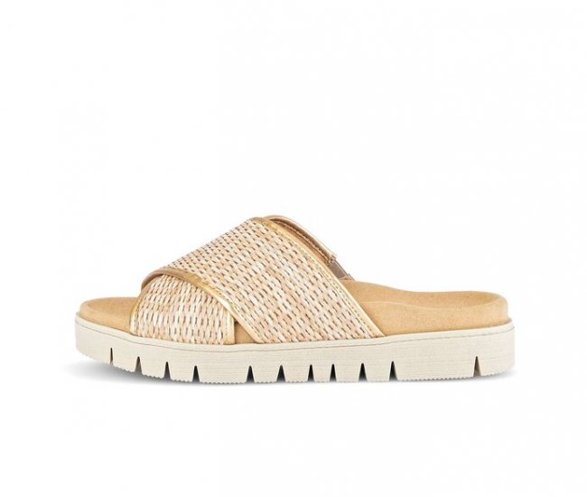 Gabor Damen Pantolette Beige - Materialmix Leder/Lederimitat