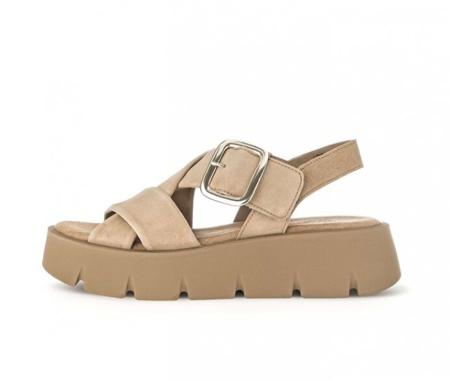 Gabor Damen Plateau Sandale Beige - Rauleder